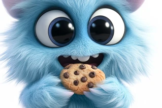 Bild på ett troll som äter kaka